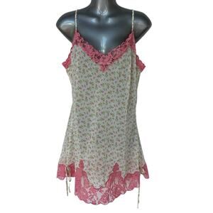 Betsey Johnson x Forever 21 Floral Slip Dress White Pink Green Women's Size XL